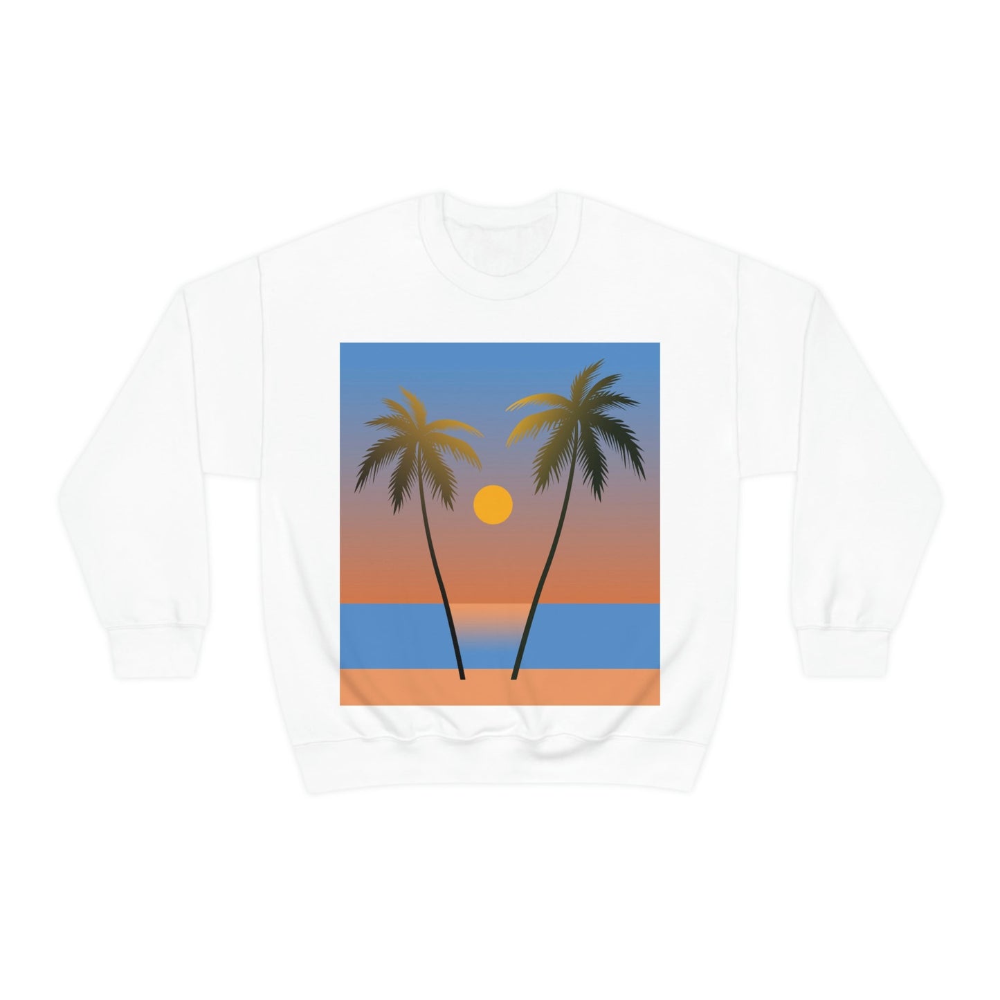 Palm Beach Sunset Minimal Art Unisex Heavy Blend™ Crewneck Sweatshirt Ichaku [Perfect Gifts Selection]