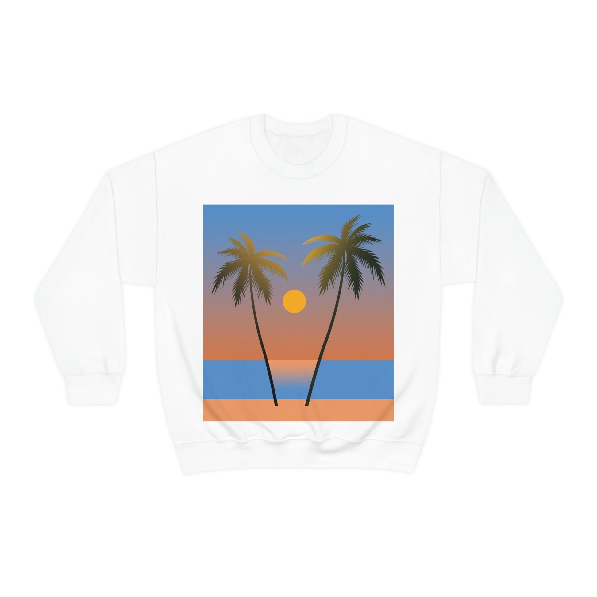 Palm Beach Sunset Minimal Art Unisex Heavy Blend™ Crewneck Sweatshirt Ichaku [Perfect Gifts Selection]