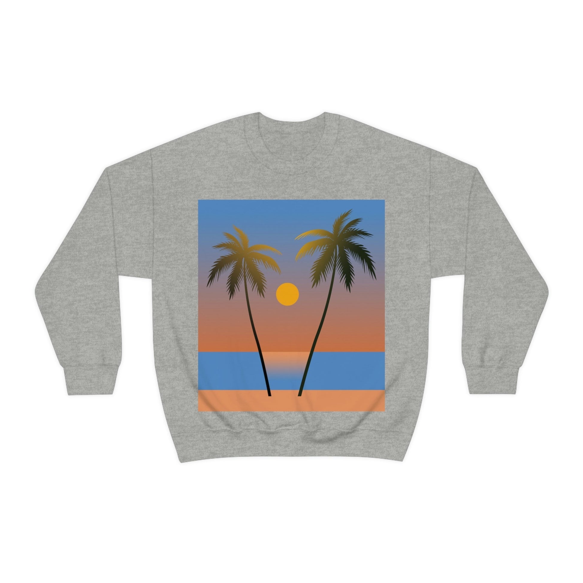 Palm Beach Sunset Minimal Art Unisex Heavy Blend™ Crewneck Sweatshirt Ichaku [Perfect Gifts Selection]