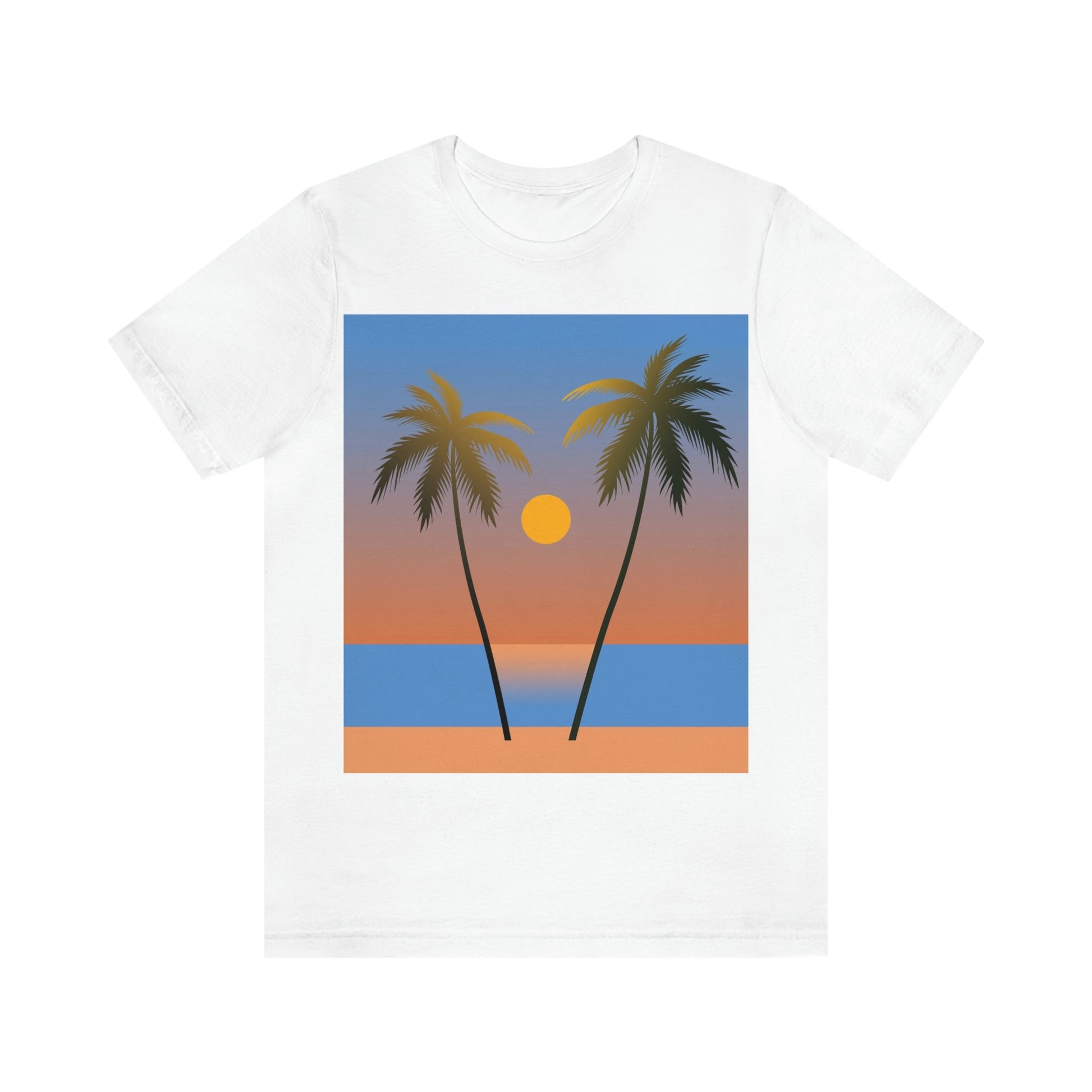 Palm Beach Sunset Minimal Art Unisex Jersey Short Sleeve T-Shirt Ichaku [Perfect Gifts Selection]