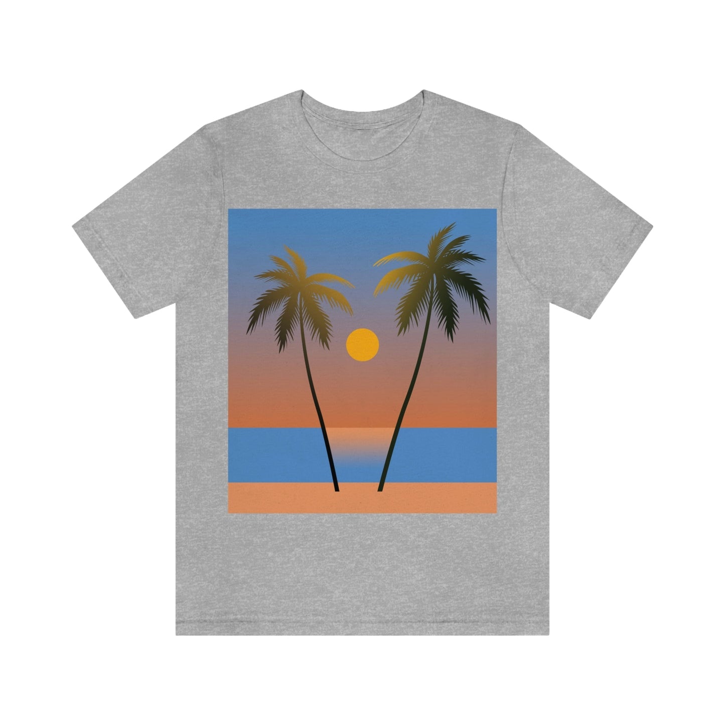 Palm Beach Sunset Minimal Art Unisex Jersey Short Sleeve T-Shirt Ichaku [Perfect Gifts Selection]