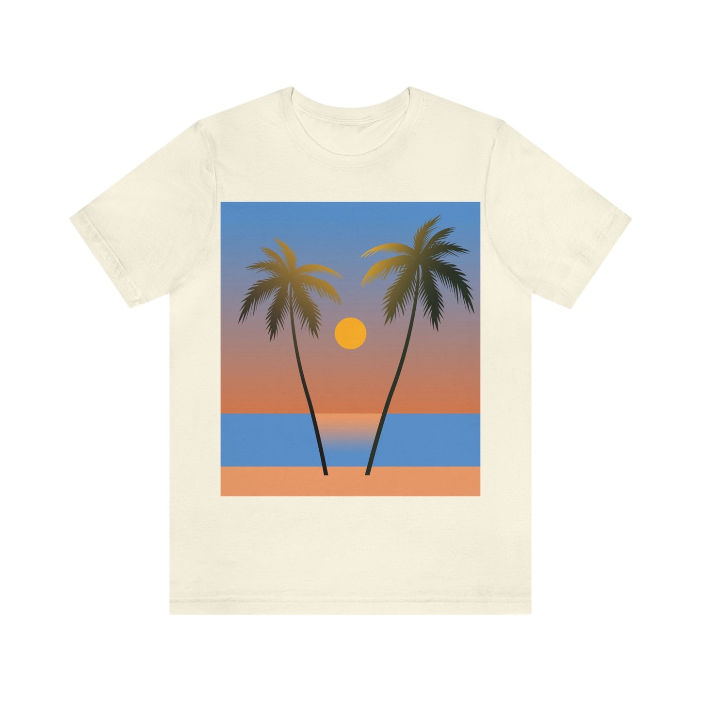 Palm Beach Sunset Minimal Art Unisex Jersey Short Sleeve T-Shirt Ichaku [Perfect Gifts Selection]