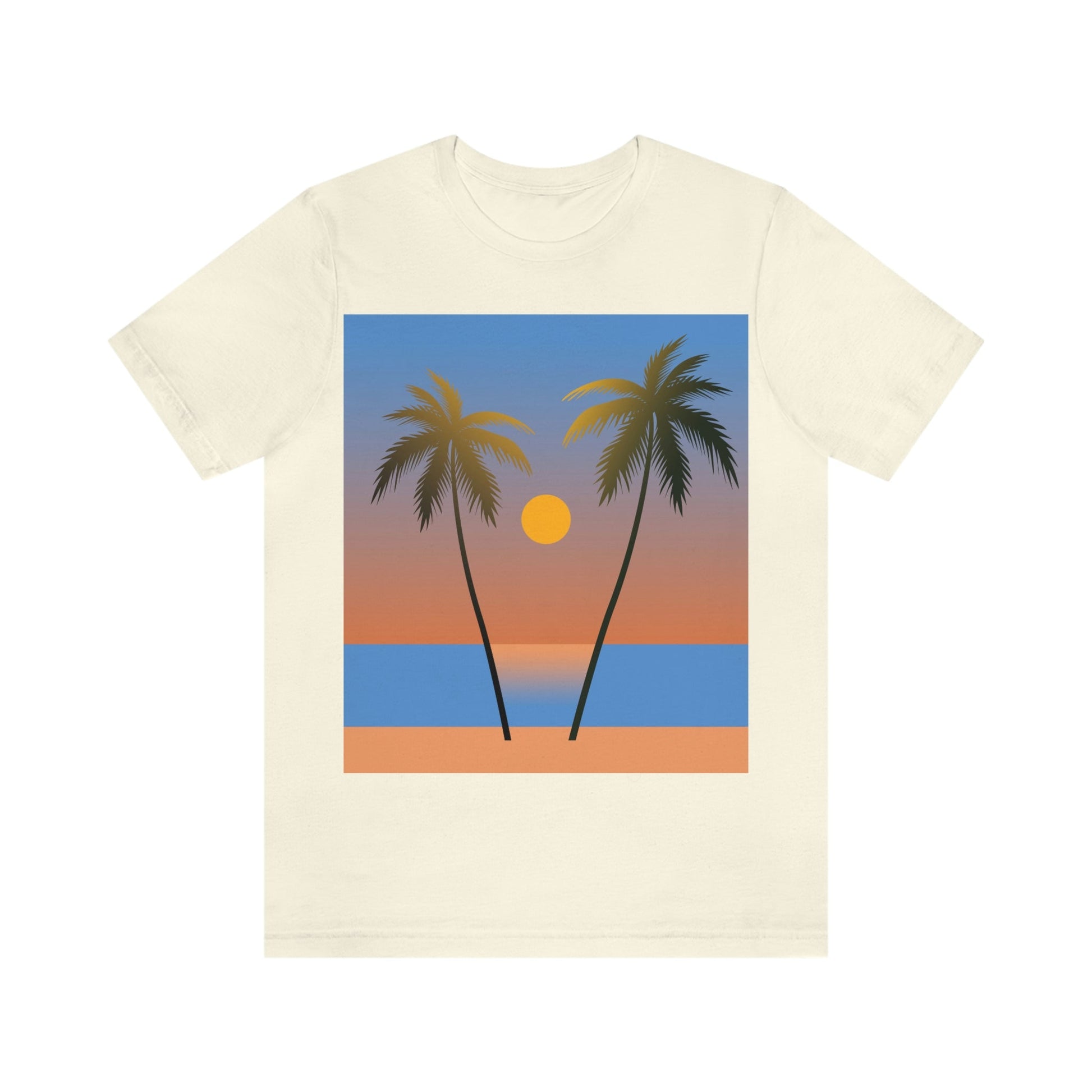 Palm Beach Sunset Minimal Art Unisex Jersey Short Sleeve T-Shirt Ichaku [Perfect Gifts Selection]