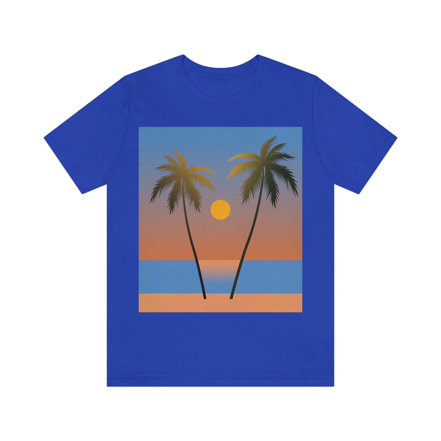 Palm Beach Sunset Minimal Art Unisex Jersey Short Sleeve T-Shirt Ichaku [Perfect Gifts Selection]