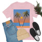 Palm Beach Sunset Minimal Art Unisex Jersey Short Sleeve T-Shirt Ichaku [Perfect Gifts Selection]