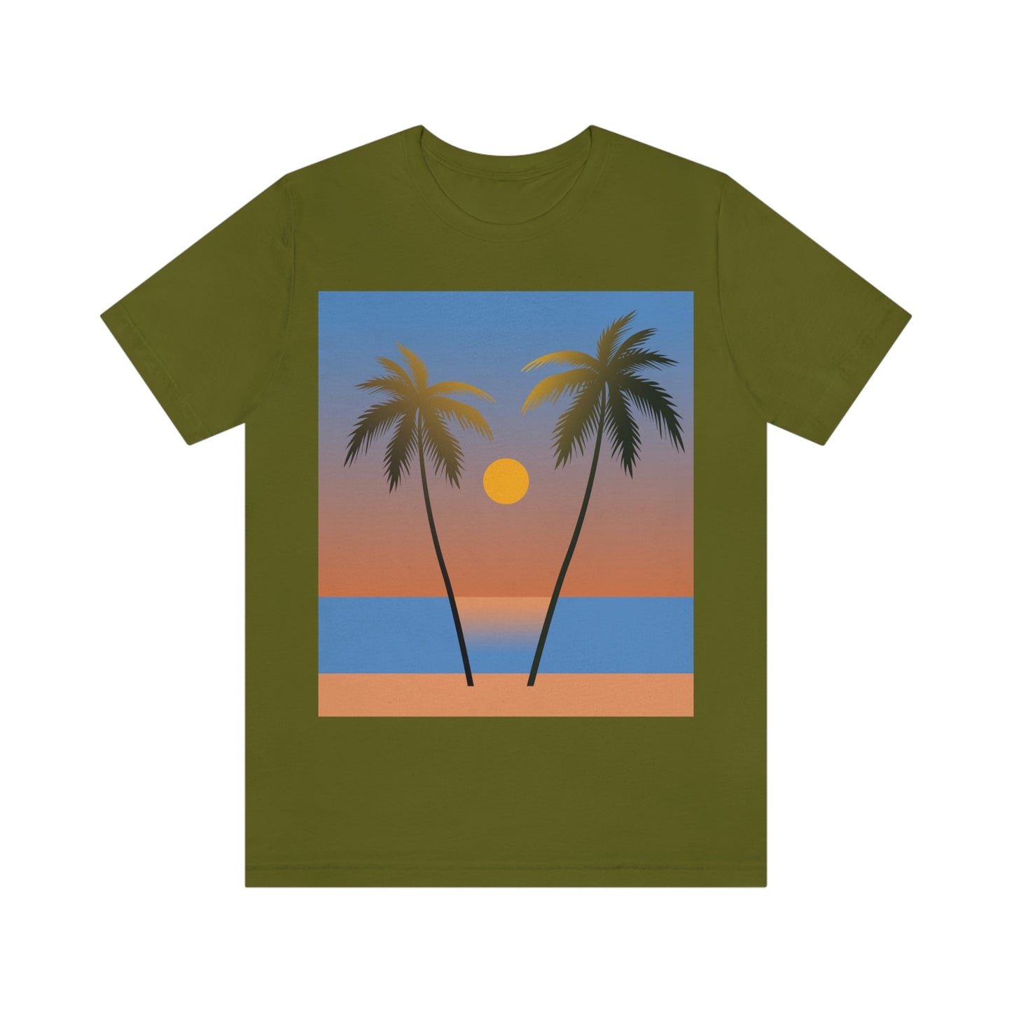 Palm Beach Sunset Minimal Art Unisex Jersey Short Sleeve T-Shirt Ichaku [Perfect Gifts Selection]