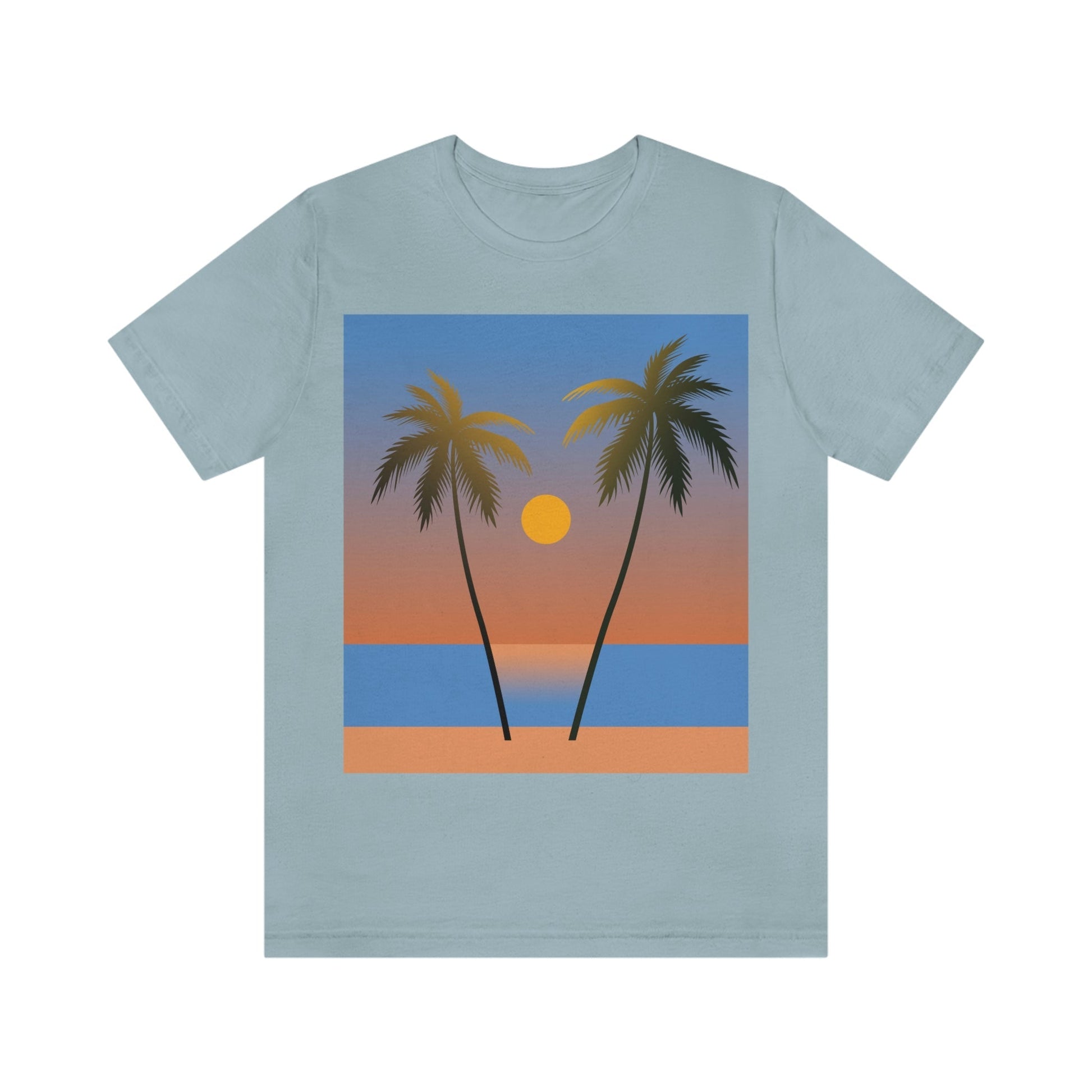 Palm Beach Sunset Minimal Art Unisex Jersey Short Sleeve T-Shirt Ichaku [Perfect Gifts Selection]