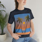 Palm Beach Sunset Minimal Art Unisex Jersey Short Sleeve T-Shirt Ichaku [Perfect Gifts Selection]