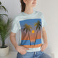 Palm Beach Sunset Minimal Art Unisex Jersey Short Sleeve T-Shirt Ichaku [Perfect Gifts Selection]