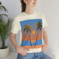 Palm Beach Sunset Minimal Art Unisex Jersey Short Sleeve T-Shirt Ichaku [Perfect Gifts Selection]