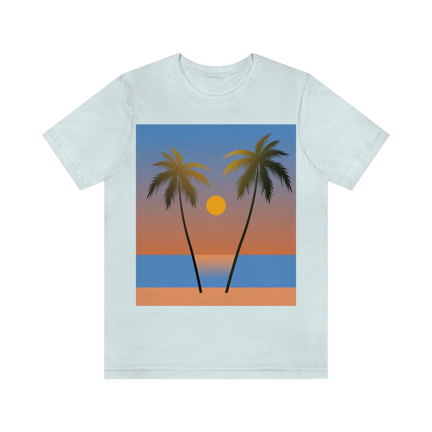 Palm Beach Sunset Minimal Art Unisex Jersey Short Sleeve T-Shirt Ichaku [Perfect Gifts Selection]