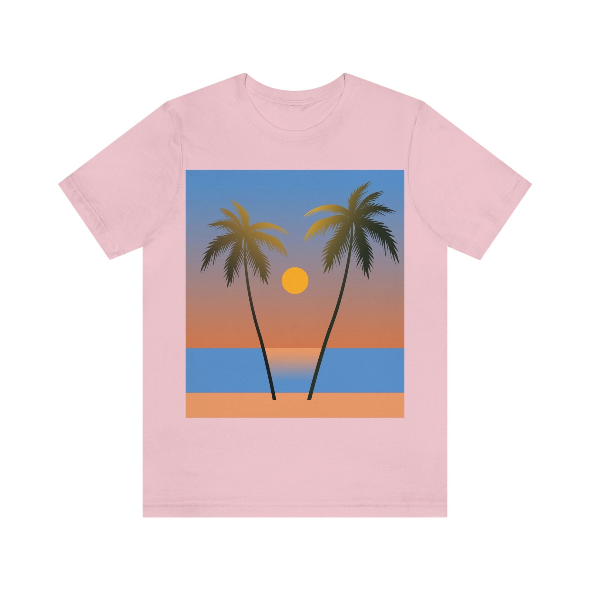 Palm Beach Sunset Minimal Art Unisex Jersey Short Sleeve T-Shirt Ichaku [Perfect Gifts Selection]