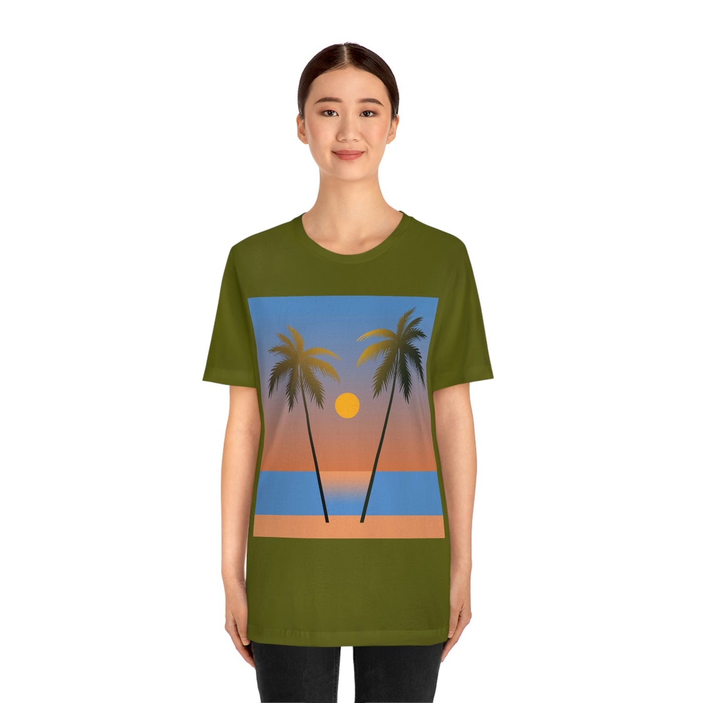 Palm Beach Sunset Minimal Art Unisex Jersey Short Sleeve T-Shirt Ichaku [Perfect Gifts Selection]