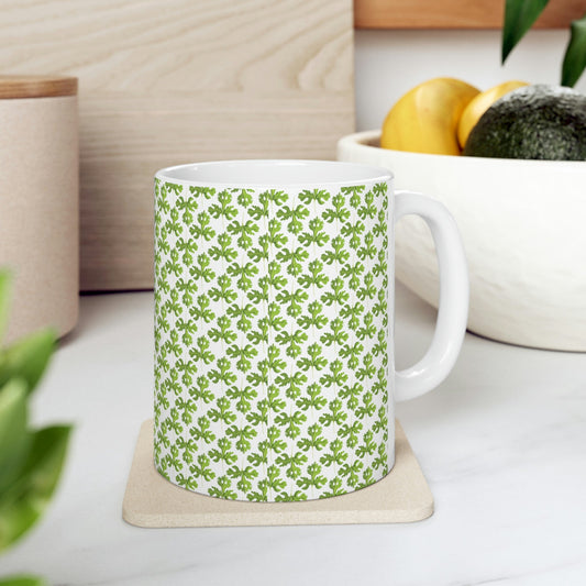 Parsley Pattern Essential Herbs Pattern Vegan Texture Ceramic Mug 11oz Ichaku [Perfect Gifts Selection]