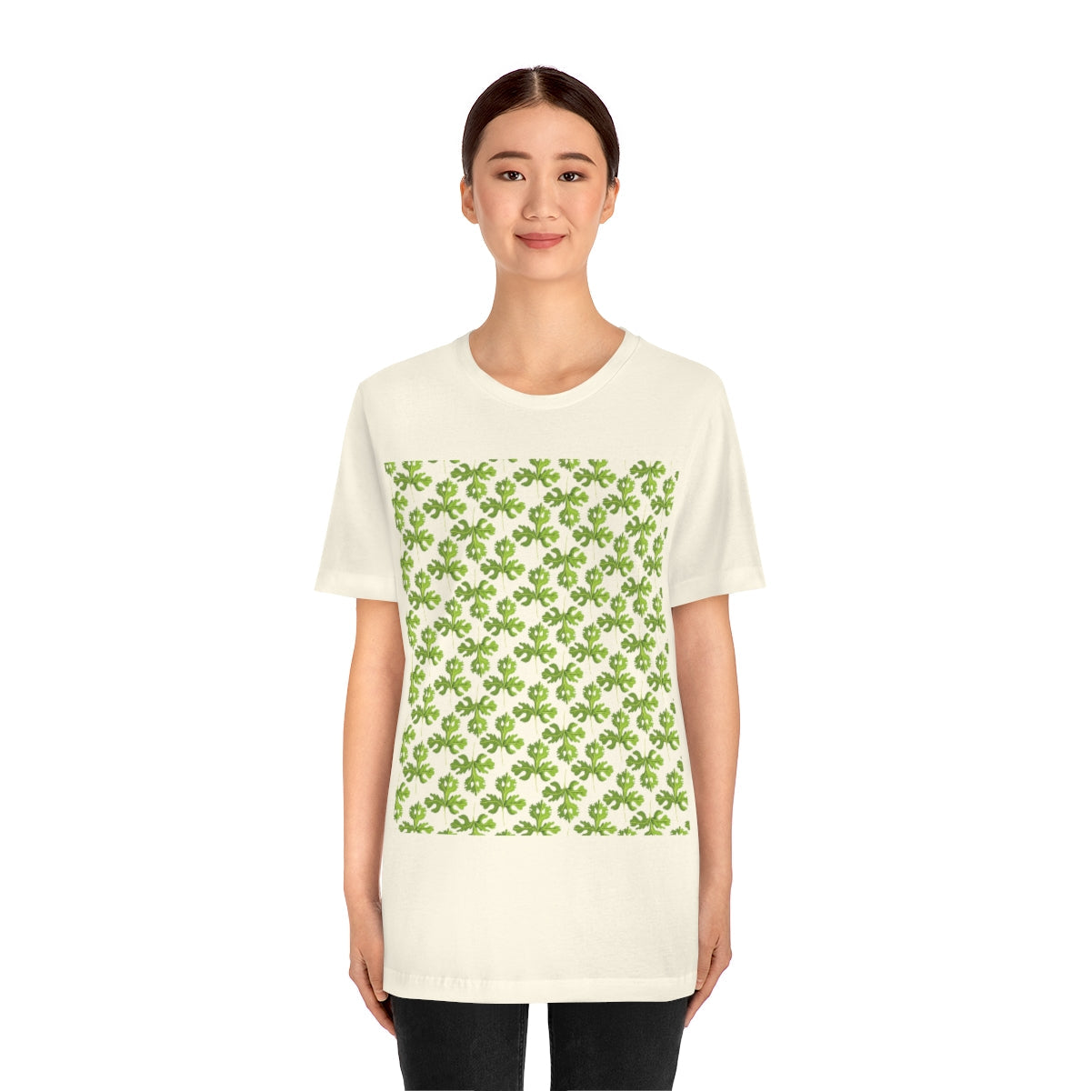 Parsley Pattern Essential Herbs Pattern Vegan Texture Unisex Jersey Short Sleeve T-Shirt Ichaku [Perfect Gifts Selection]