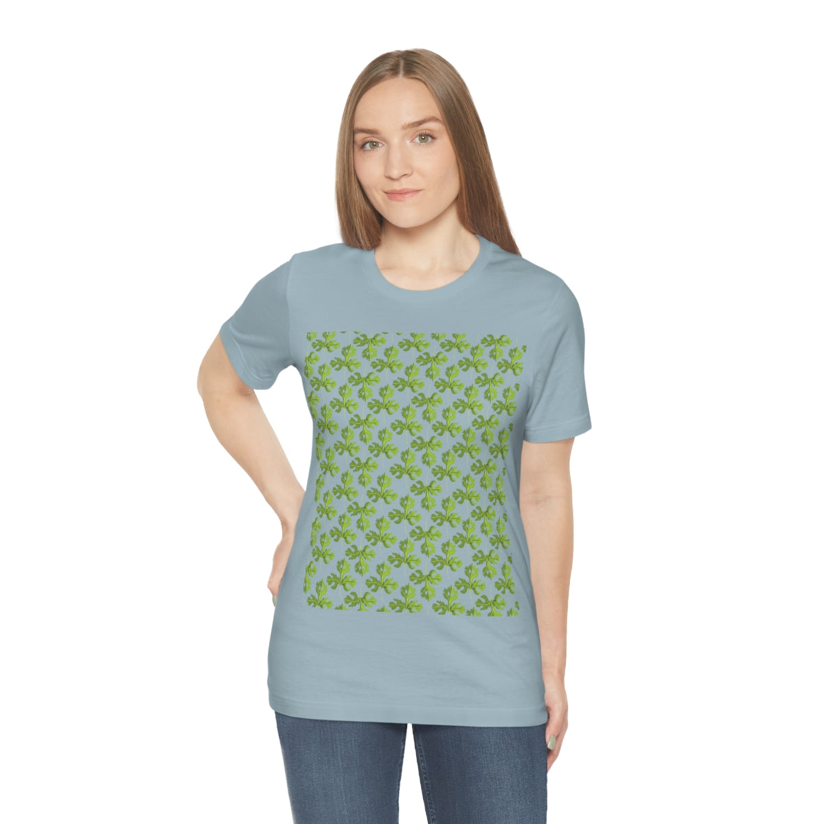 Parsley Pattern Essential Herbs Pattern Vegan Texture Unisex Jersey Short Sleeve T-Shirt Ichaku [Perfect Gifts Selection]