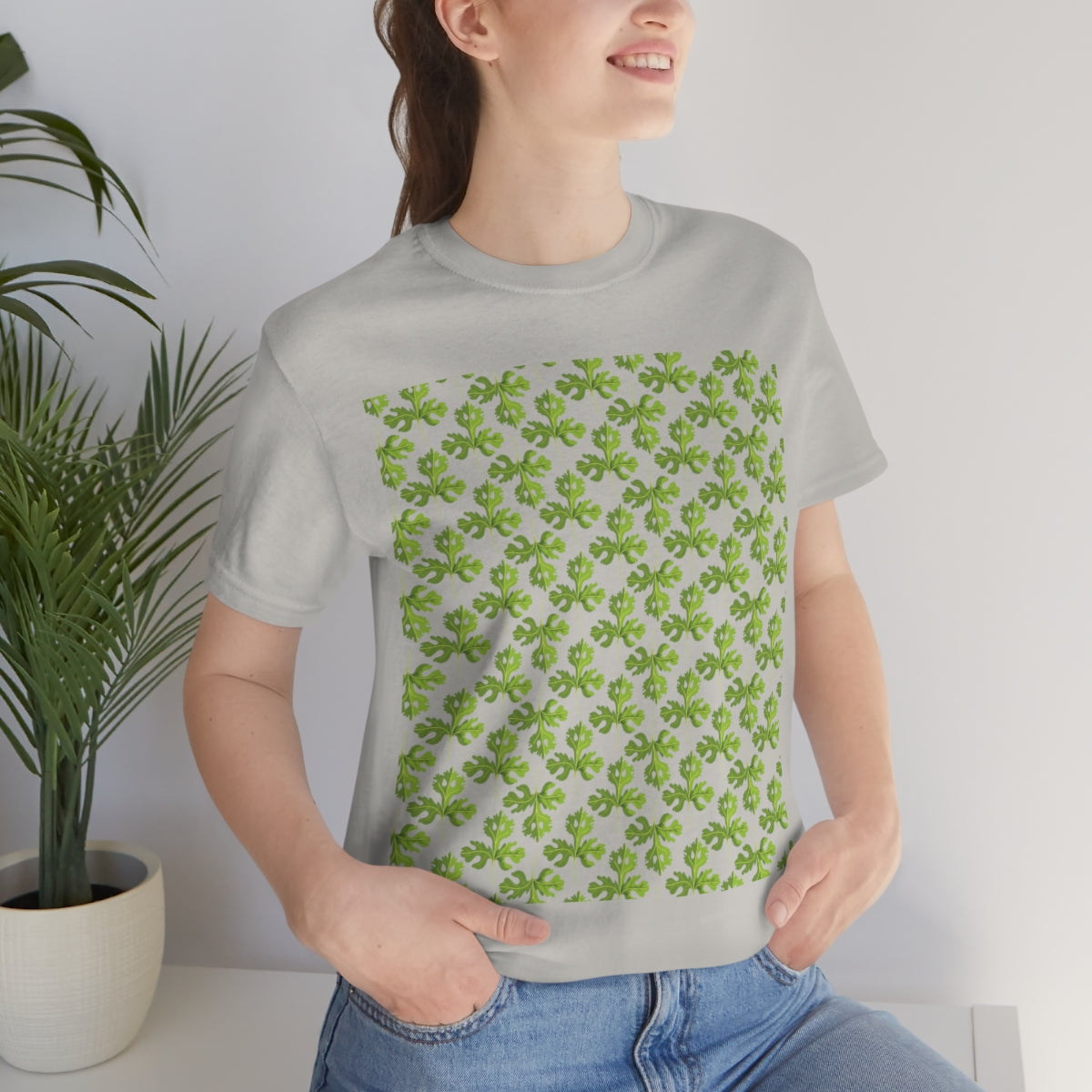 Parsley Pattern Essential Herbs Pattern Vegan Texture Unisex Jersey Short Sleeve T-Shirt Ichaku [Perfect Gifts Selection]