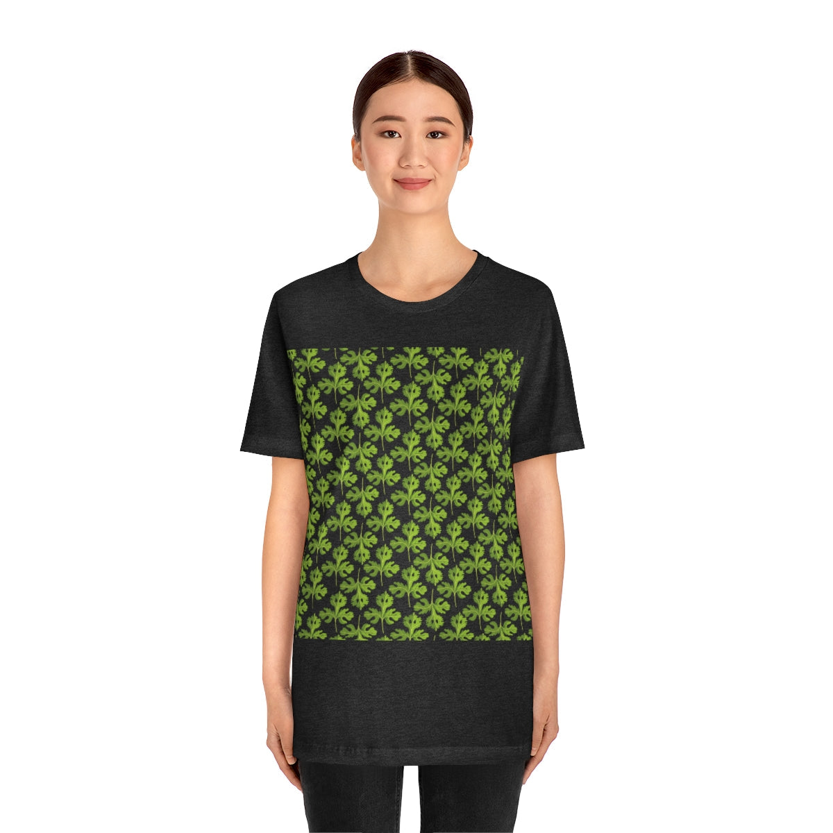 Parsley Pattern Essential Herbs Pattern Vegan Texture Unisex Jersey Short Sleeve T-Shirt Ichaku [Perfect Gifts Selection]