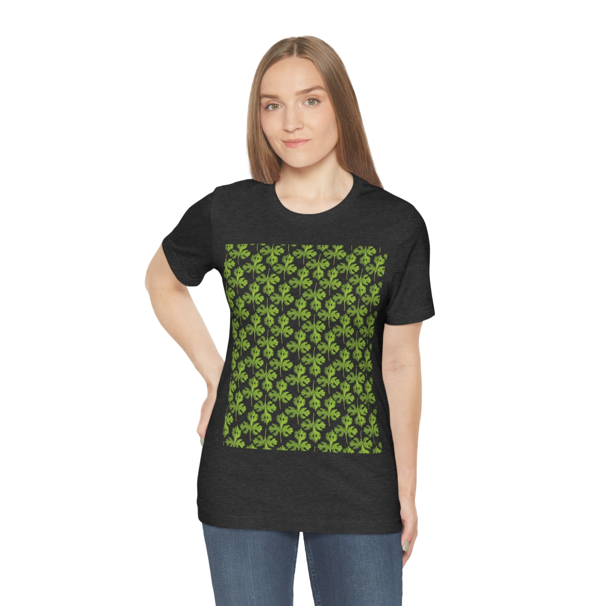 Parsley Pattern Essential Herbs Pattern Vegan Texture Unisex Jersey Short Sleeve T-Shirt Ichaku [Perfect Gifts Selection]