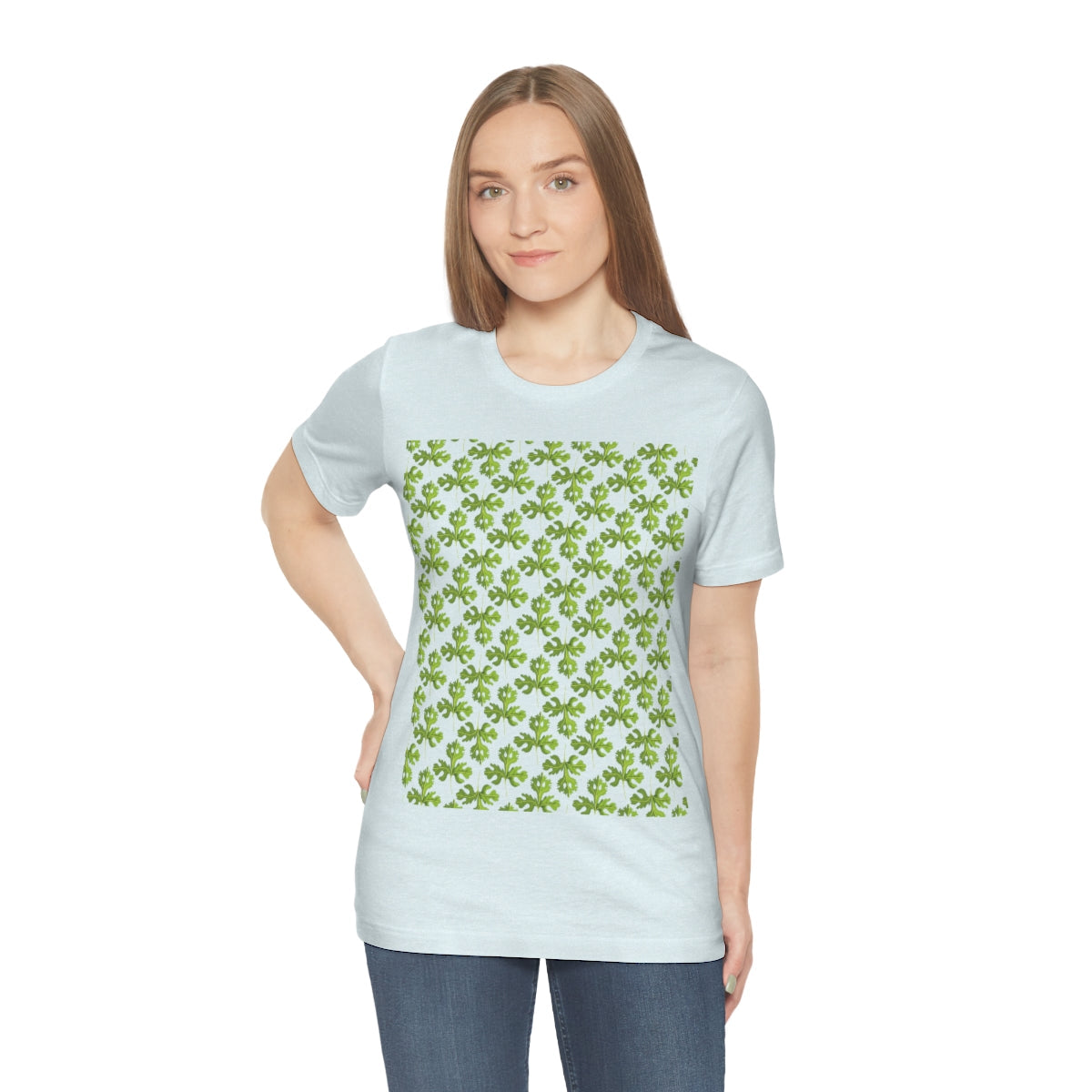 Parsley Pattern Essential Herbs Pattern Vegan Texture Unisex Jersey Short Sleeve T-Shirt Ichaku [Perfect Gifts Selection]