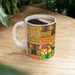 Patchwork Pattern Quilting Abstract Traditional Design Art Ceramic Mug 11oz Ichaku [Perfect Gifts Selection]