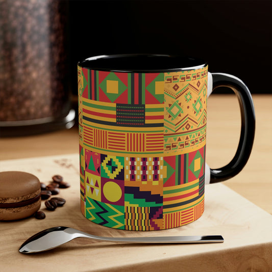 Patchwork Pattern Quilting Abstract Traditional Design Classic Accent Coffee Mug 11oz Ichaku [Perfect Gifts Selection]