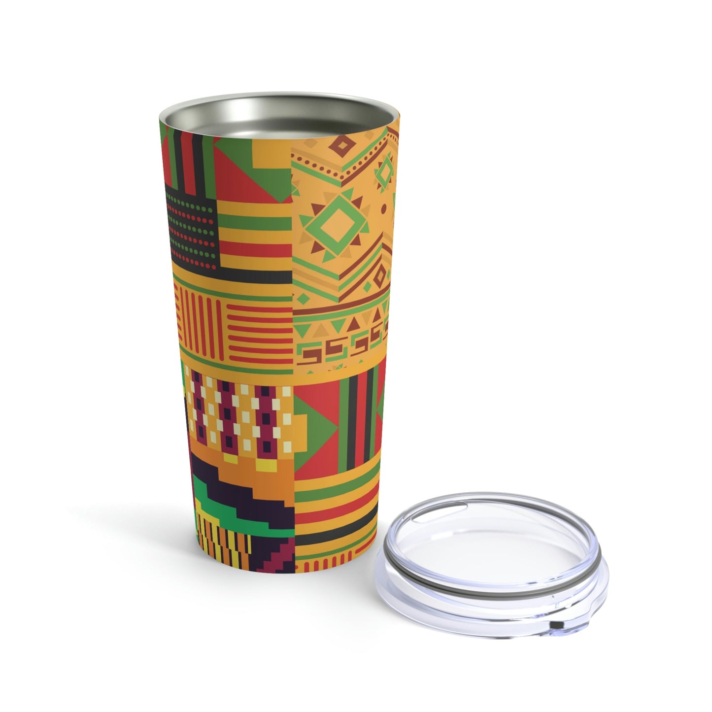 Patchwork Pattern Quilting Abstract Traditional Design Stainless Steel Hot or Cold Vacuum Tumbler 20oz Ichaku [Perfect Gifts Selection]