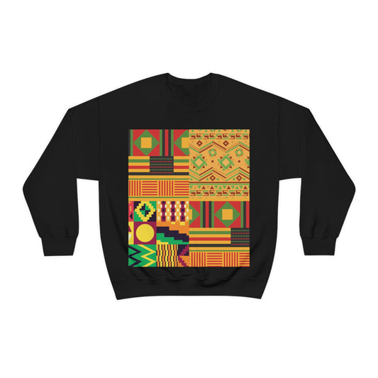 Patchwork Pattern Quilting Abstract Traditional Design  Unisex Heavy Blend™ Crewneck Sweatshirt Ichaku [Perfect Gifts Selection]