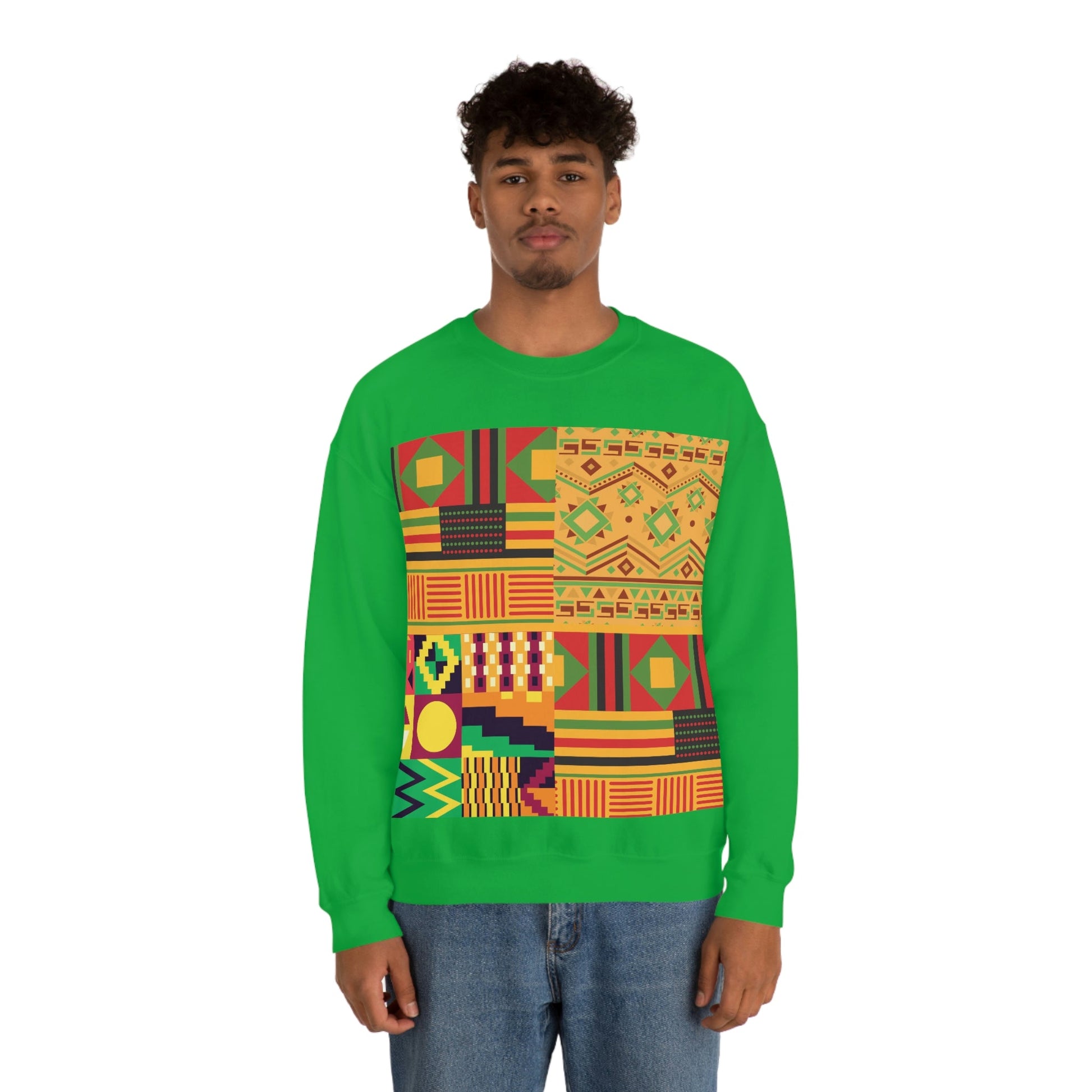 Patchwork Pattern Quilting Abstract Traditional Design  Unisex Heavy Blend™ Crewneck Sweatshirt Ichaku [Perfect Gifts Selection]