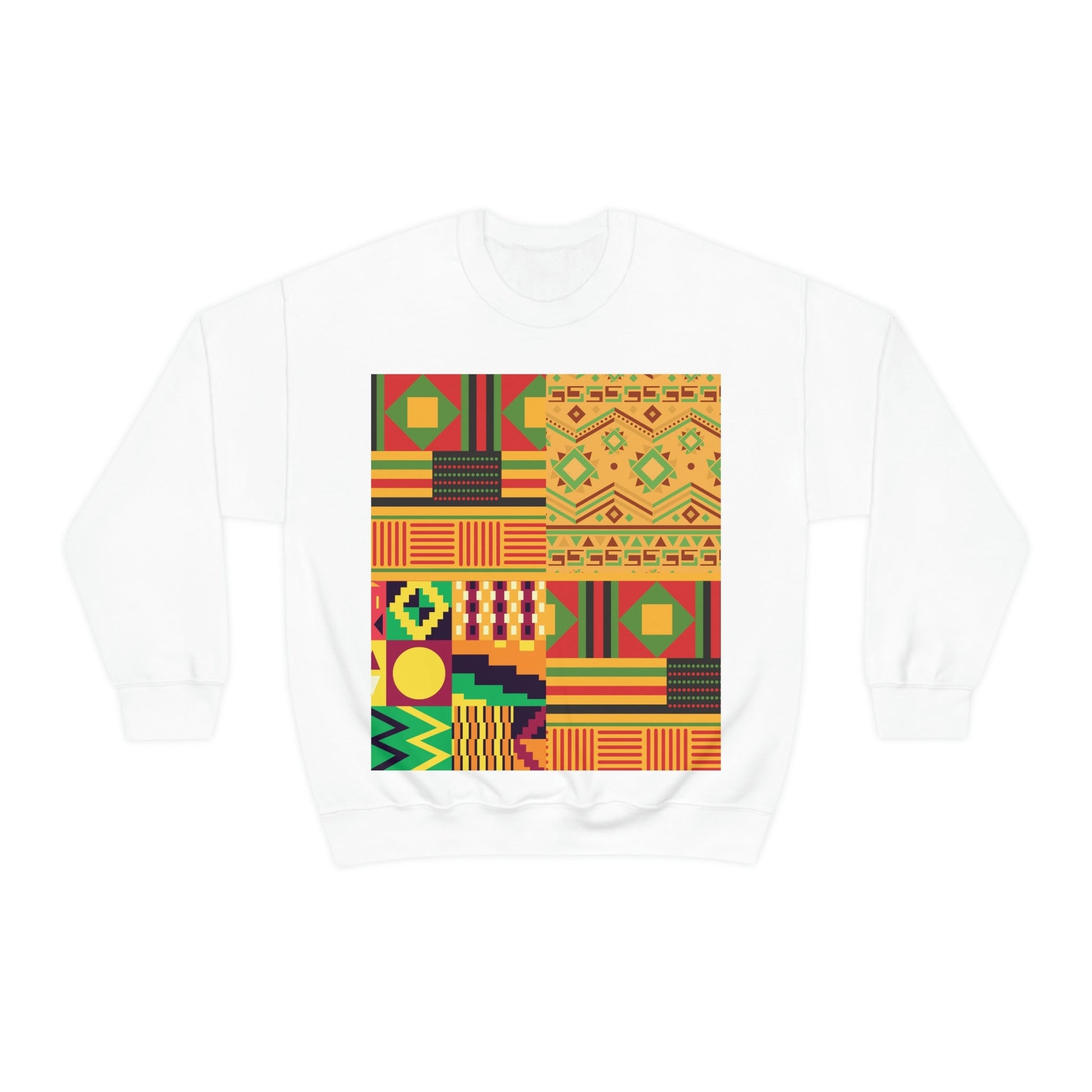 Patchwork Pattern Quilting Abstract Traditional Design  Unisex Heavy Blend™ Crewneck Sweatshirt Ichaku [Perfect Gifts Selection]