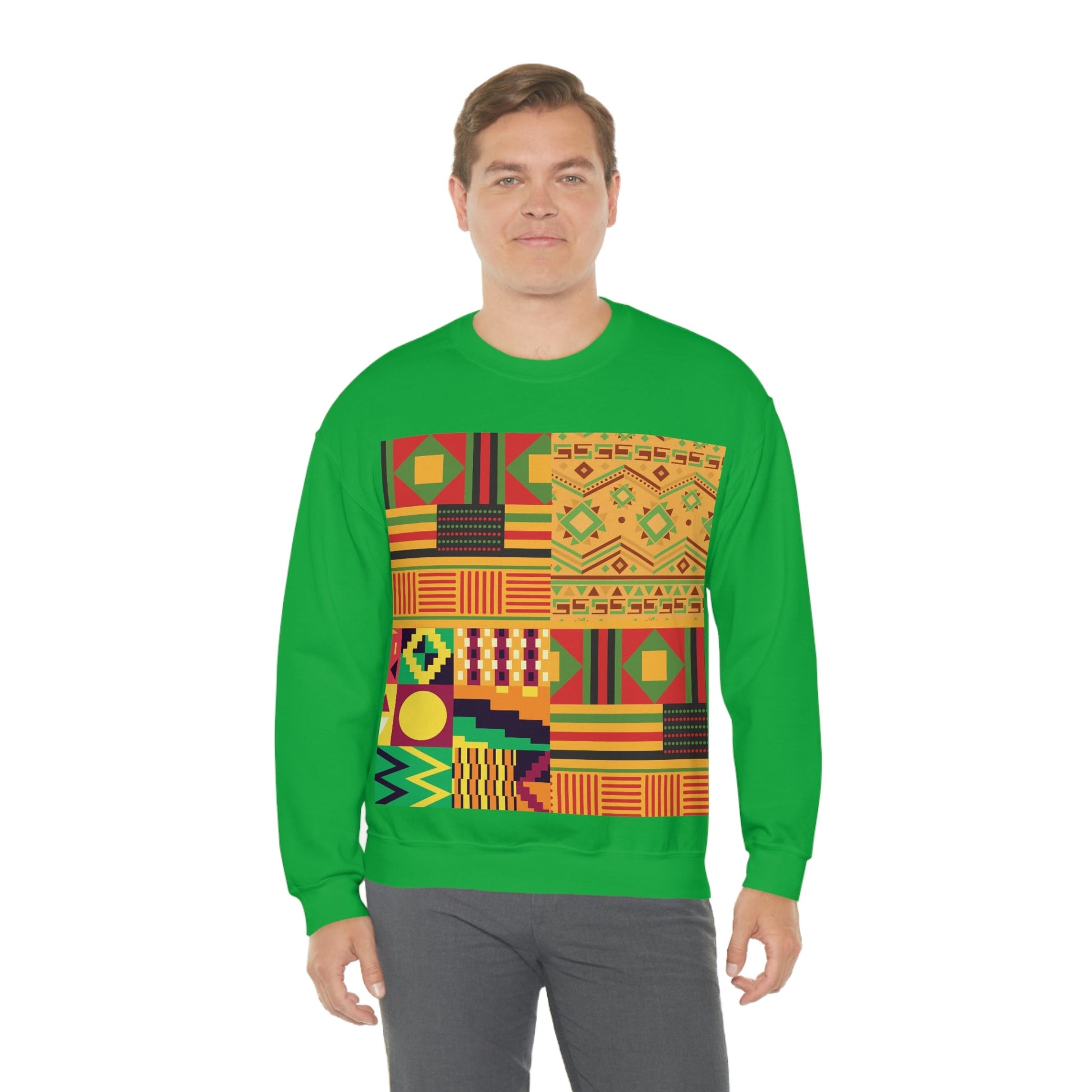 Patchwork Pattern Quilting Abstract Traditional Design  Unisex Heavy Blend™ Crewneck Sweatshirt Ichaku [Perfect Gifts Selection]