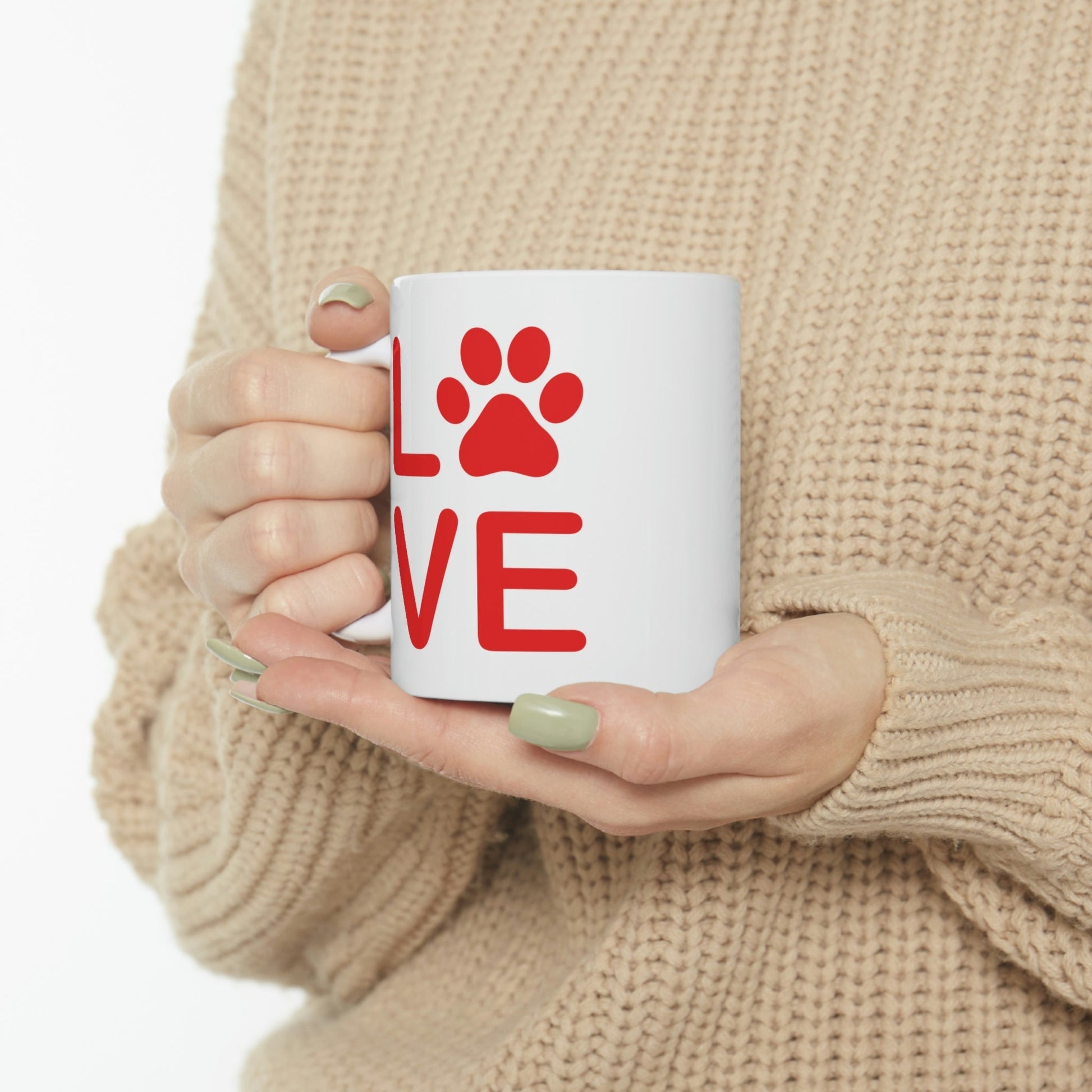 Paw Print Love Funny Cats Memes Unisex Ceramic Mug 11oz Ichaku [Perfect Gifts Selection]