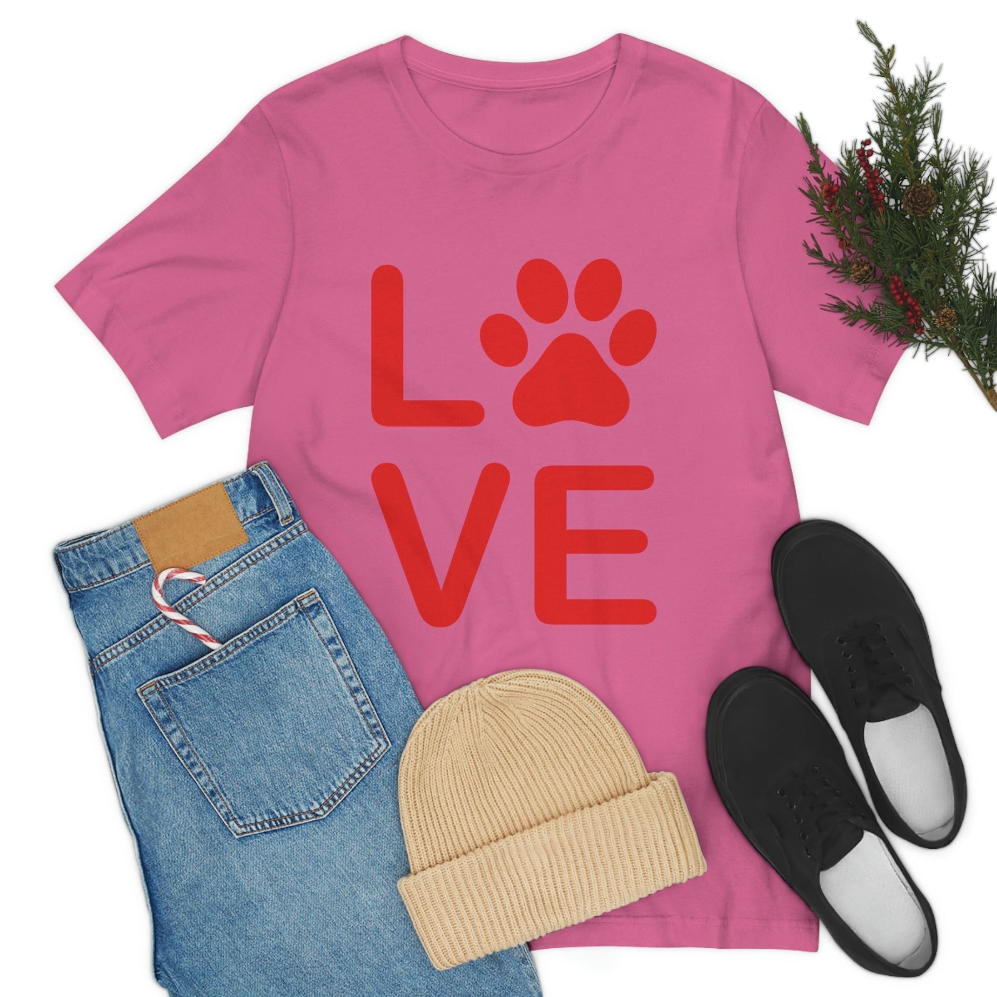 Paw Print Love Funny Cats Memes Unisex Jersey Short Sleeve T-Shirt Ichaku [Perfect Gifts Selection]