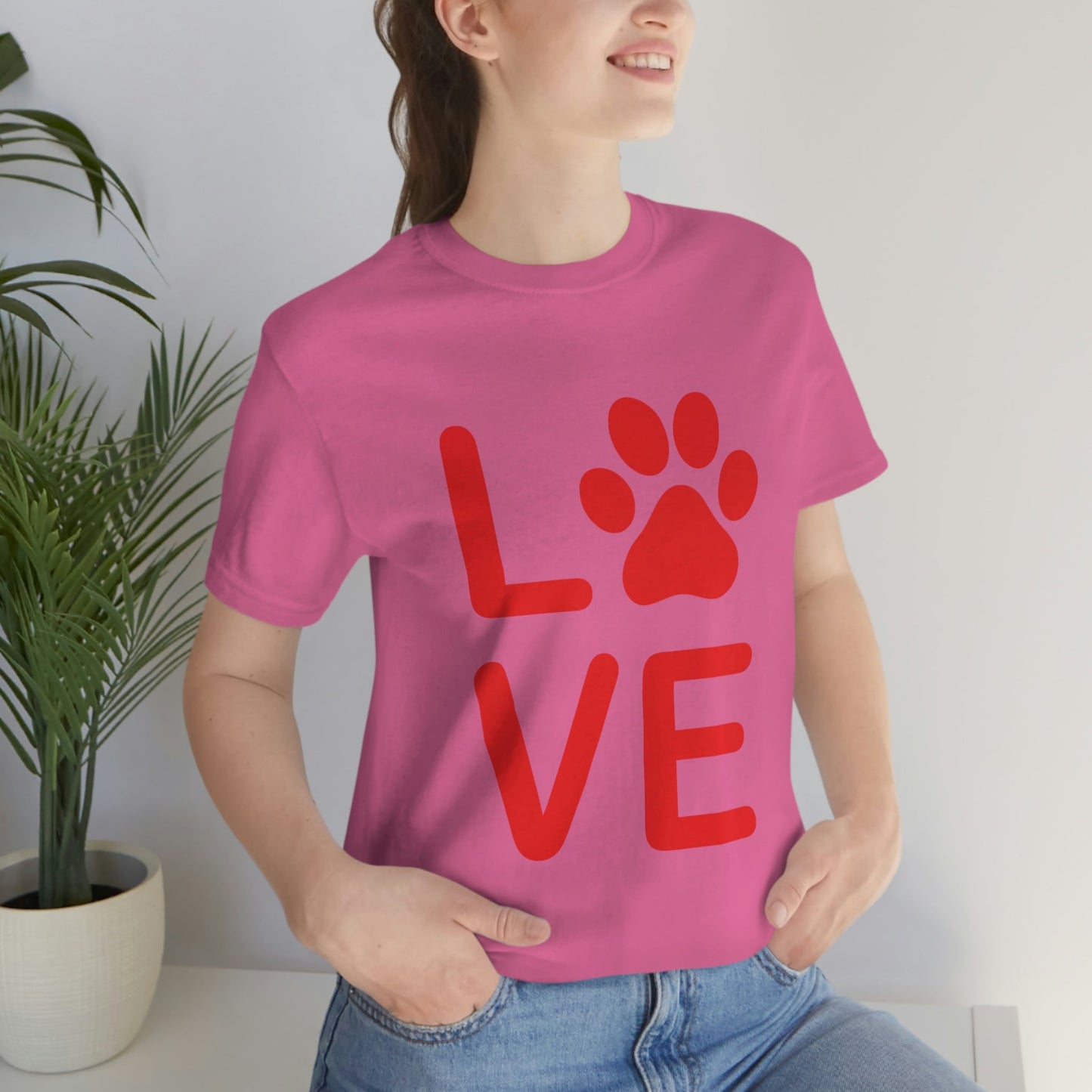 Paw Print Love Funny Cats Memes Unisex Jersey Short Sleeve T-Shirt Ichaku [Perfect Gifts Selection]