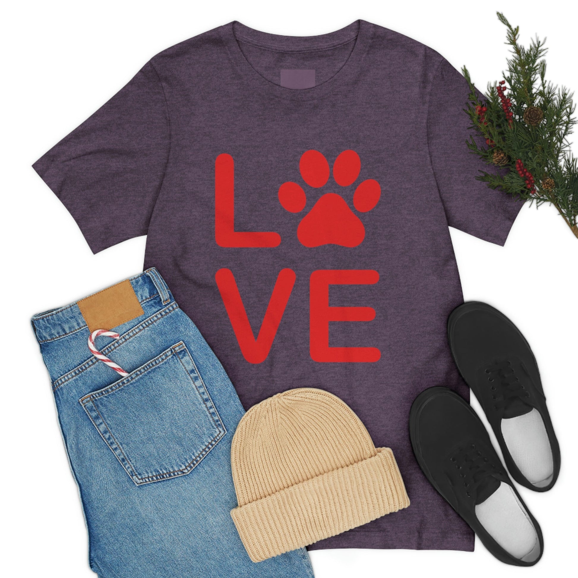 Paw Print Love Funny Cats Memes Unisex Jersey Short Sleeve T-Shirt Ichaku [Perfect Gifts Selection]