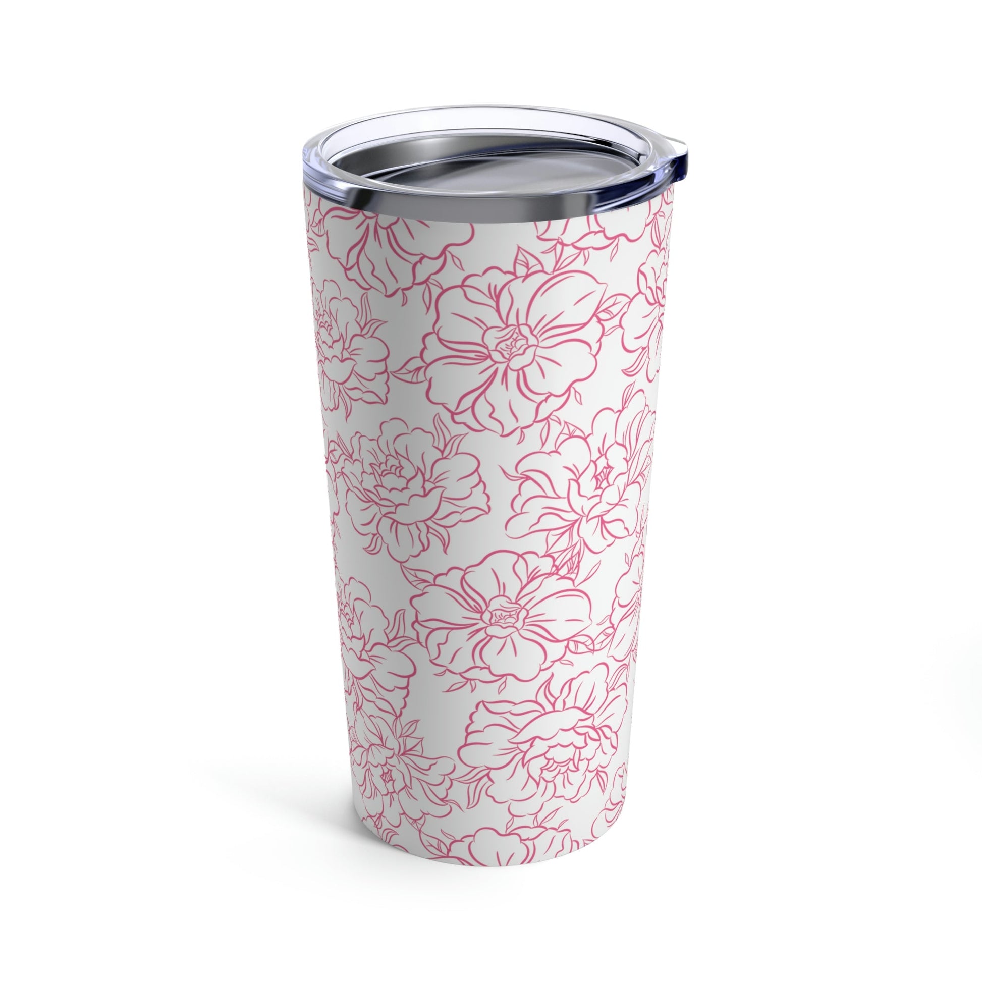 Peony Flower Pink Pattern Stainless Steel Hot or Cold Vacuum Tumbler 20oz Ichaku [Perfect Gifts Selection]