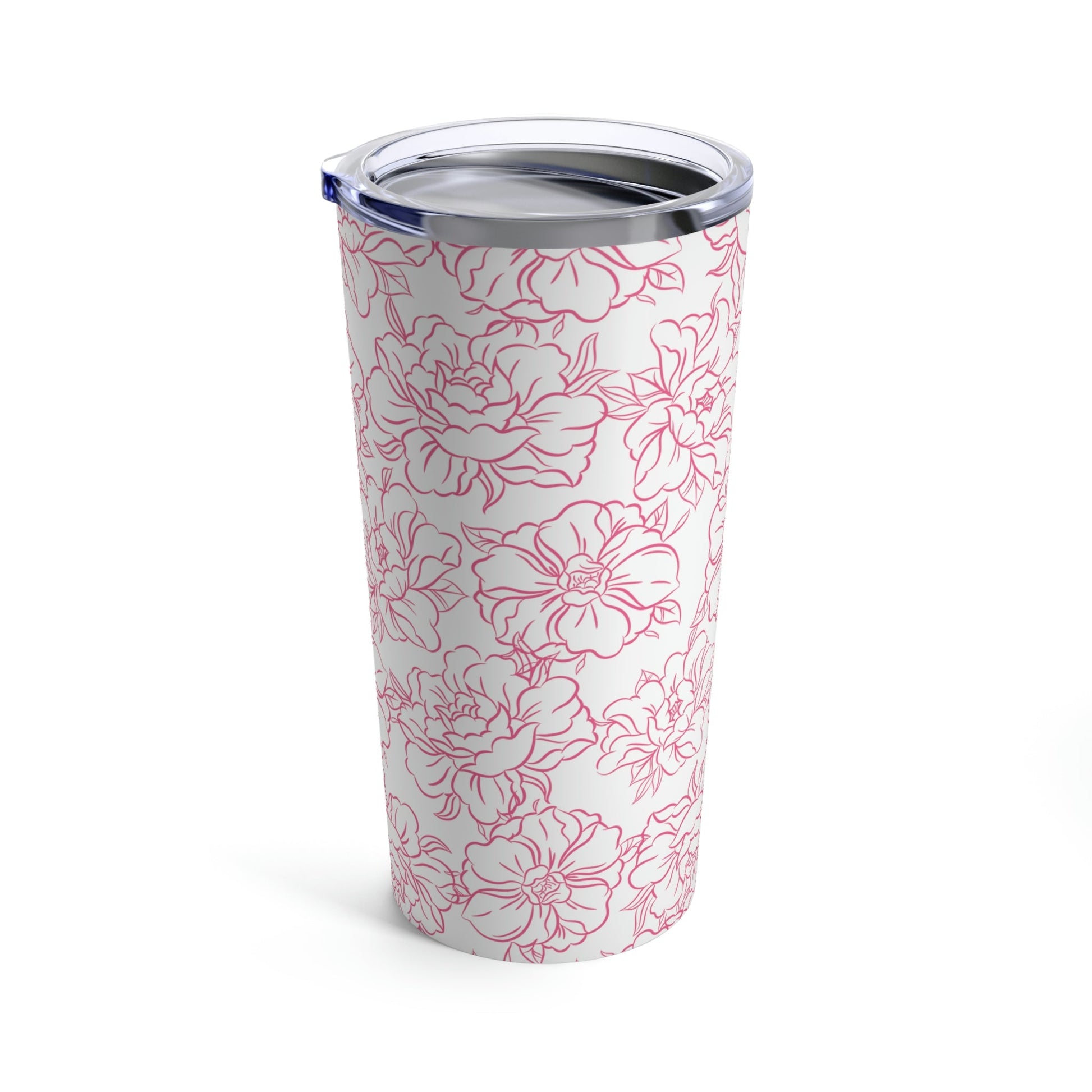 Peony Flower Pink Pattern Stainless Steel Hot or Cold Vacuum Tumbler 20oz Ichaku [Perfect Gifts Selection]