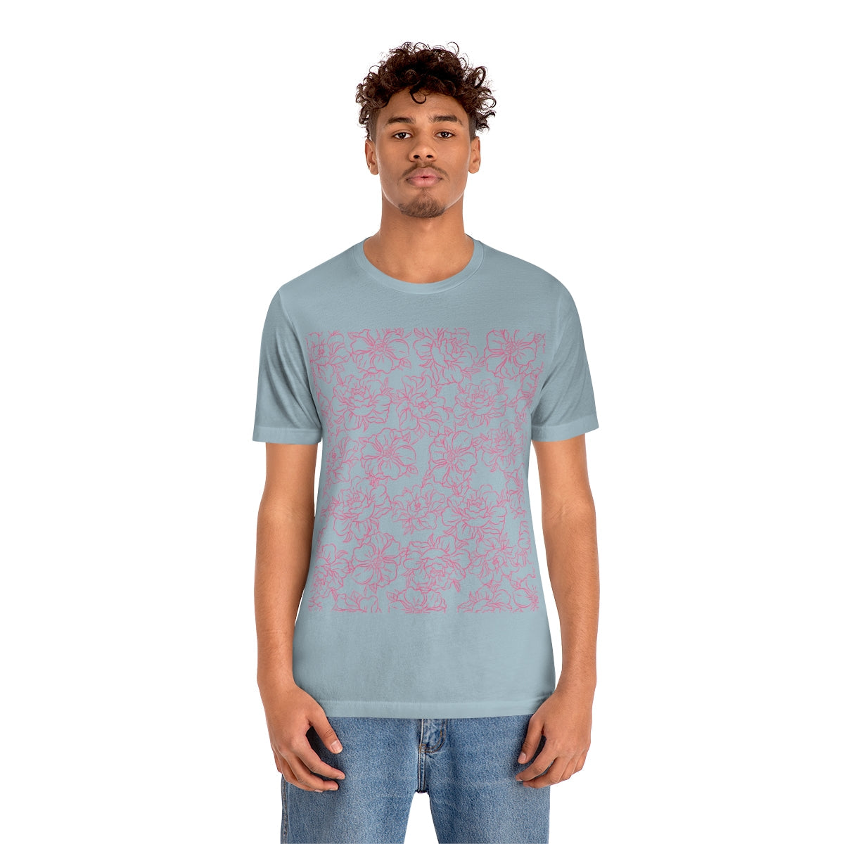 Peony Flower Pink Pattern Unisex Jersey Short Sleeve T-Shirt Ichaku [Perfect Gifts Selection]