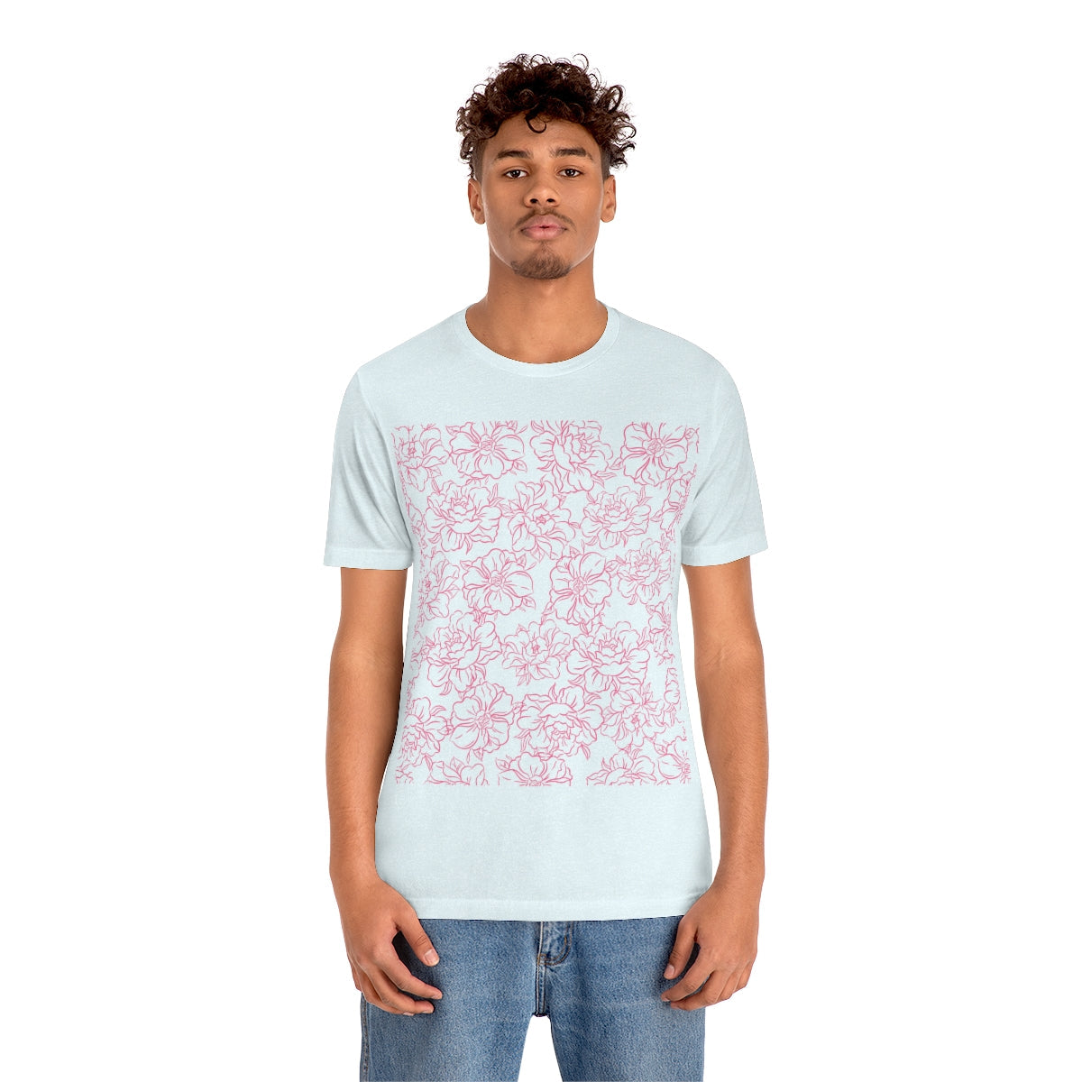 Peony Flower Pink Pattern Unisex Jersey Short Sleeve T-Shirt Ichaku [Perfect Gifts Selection]