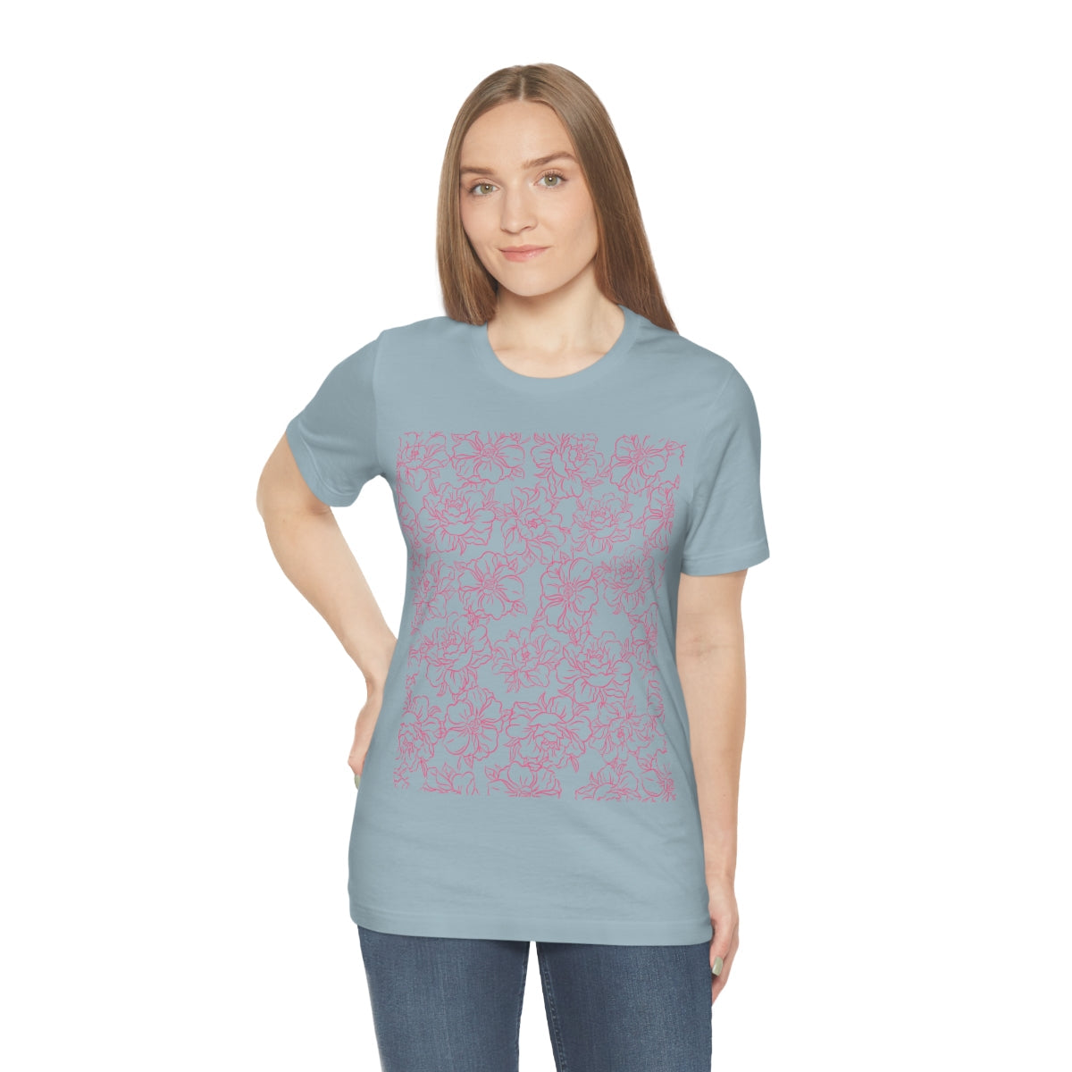 Peony Flower Pink Pattern Unisex Jersey Short Sleeve T-Shirt Ichaku [Perfect Gifts Selection]