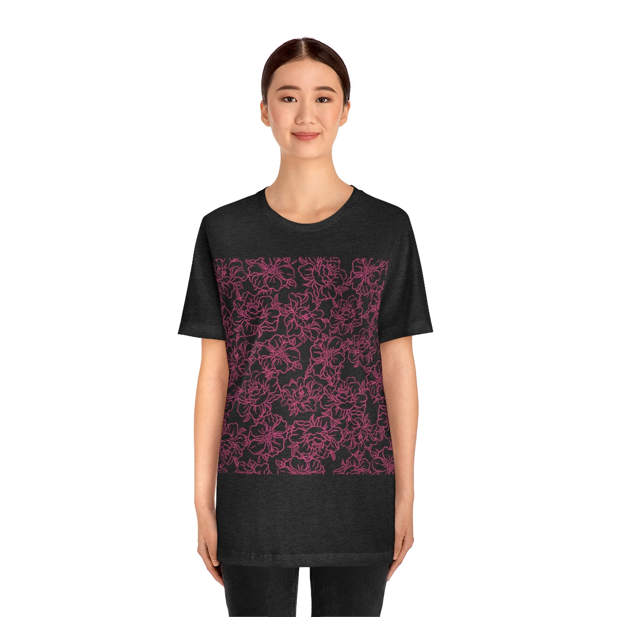 Peony Flower Pink Pattern Unisex Jersey Short Sleeve T-Shirt Ichaku [Perfect Gifts Selection]