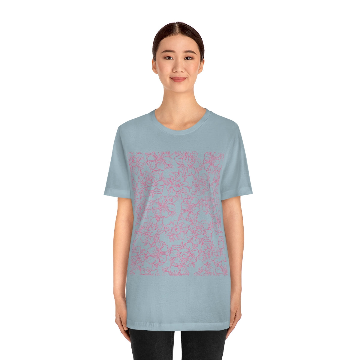 Peony Flower Pink Pattern Unisex Jersey Short Sleeve T-Shirt Ichaku [Perfect Gifts Selection]