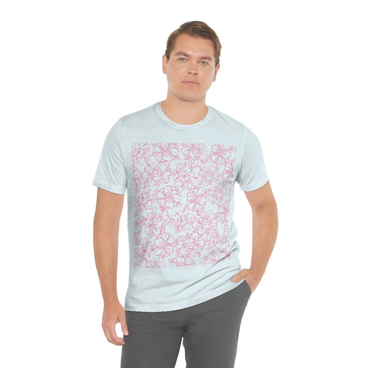 Peony Flower Pink Pattern Unisex Jersey Short Sleeve T-Shirt Ichaku [Perfect Gifts Selection]