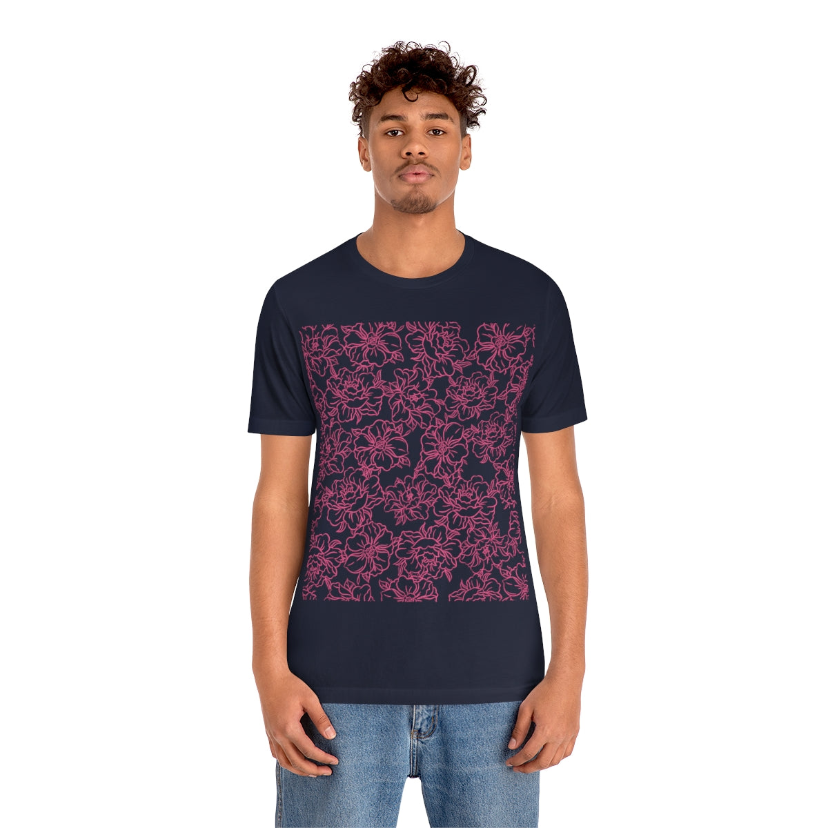 Peony Flower Pink Pattern Unisex Jersey Short Sleeve T-Shirt Ichaku [Perfect Gifts Selection]