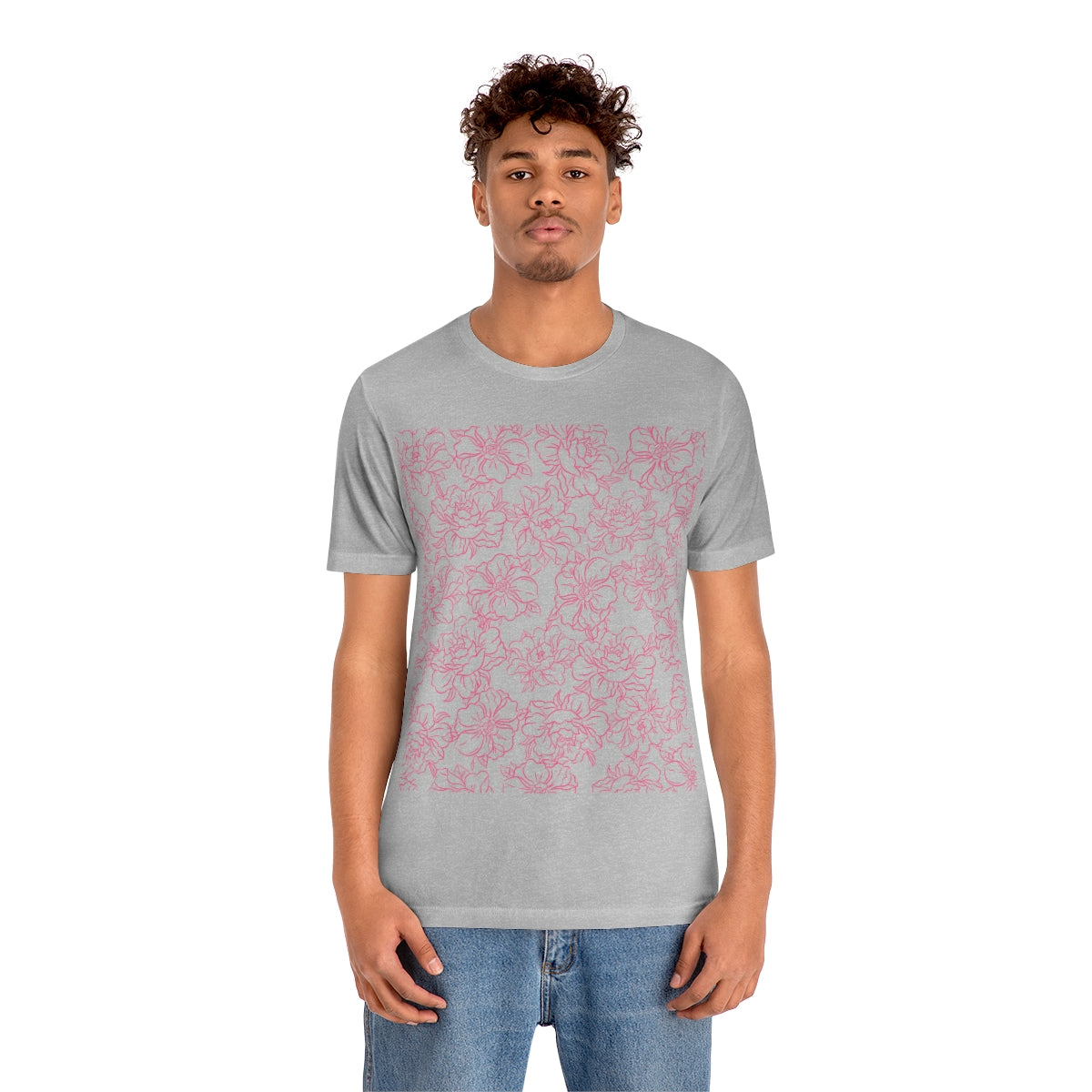 Peony Flower Pink Pattern Unisex Jersey Short Sleeve T-Shirt Ichaku [Perfect Gifts Selection]