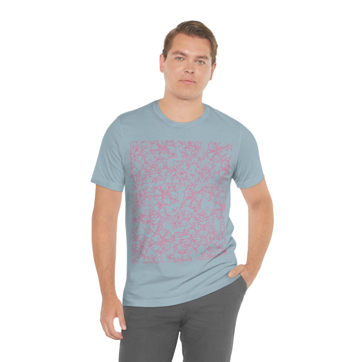 Peony Flower Pink Pattern Unisex Jersey Short Sleeve T-Shirt Ichaku [Perfect Gifts Selection]