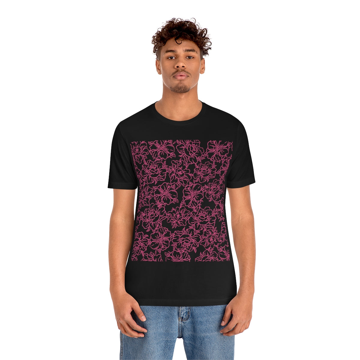 Peony Flower Pink Pattern Unisex Jersey Short Sleeve T-Shirt Ichaku [Perfect Gifts Selection]