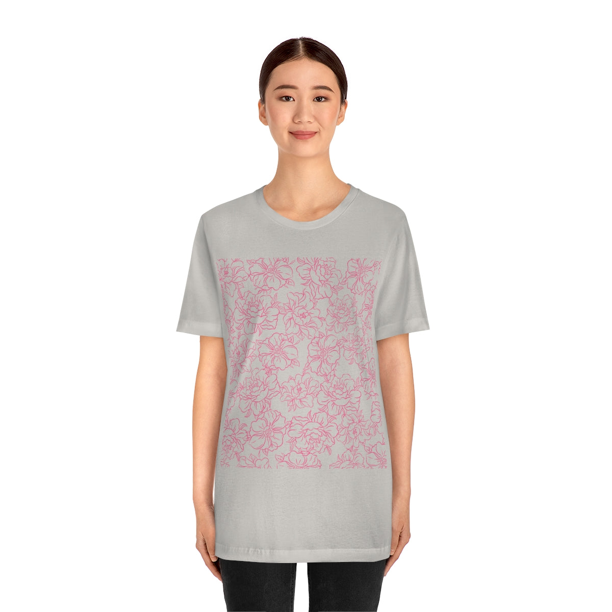 Peony Flower Pink Pattern Unisex Jersey Short Sleeve T-Shirt Ichaku [Perfect Gifts Selection]