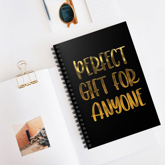 Perfect Gift for Anyone Gold Text Funny Self Define Aesthetic Slogan Spiral Notebook - Ruled Line Ichaku [Perfect Gifts Selection]