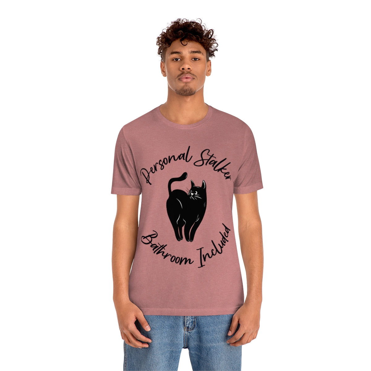 Personal Black Cat Stalker, Monochrome Unisex Jersey Short Sleeve T-Shirt Ichaku [Perfect Gifts Selection]